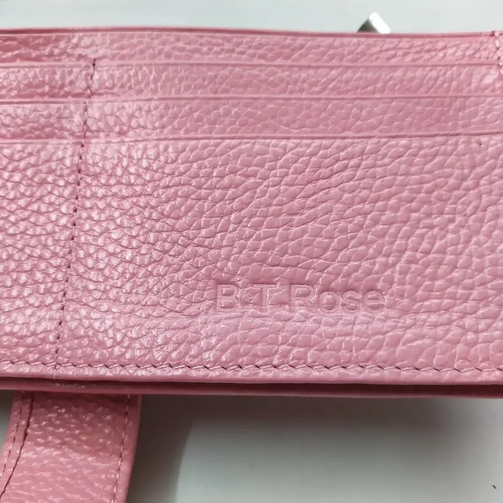 B.T.Rose Pink Pebbled Leather Credit Card ID Window Bifold Wallet